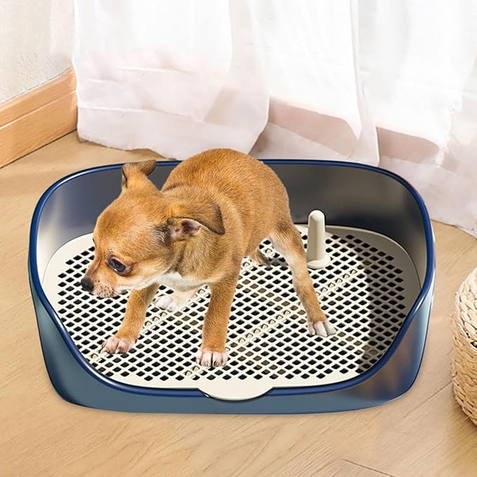 Dog Tray with Wall for Cats and Dogs, Elevated Pet Feeding Station, Wall-Mounted Pet Bowl Tray with Barrier, Multi-Level Pet Food Dispenser for Clean Feeding- Blue L