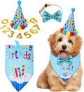Weewooday Dog Birthday Party Supplies Birthday Boy Girl Cake Bandana Triangle Scarf Party Hat Dog Bow Tie Collar with Numbers for Large Medium Small Dog Puppy 1st Birthday(Cute Style,Medium)