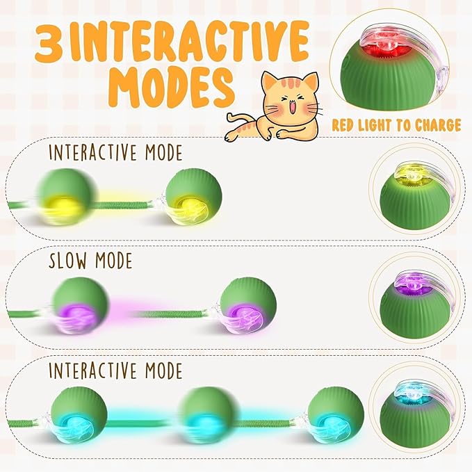 2 PCS Interactive Cat Toy Rolling Ball Chewie Viral Dog Ball, Smart Automatic Rolling Pet Balls,Automatic Moving Electric Cat Toy