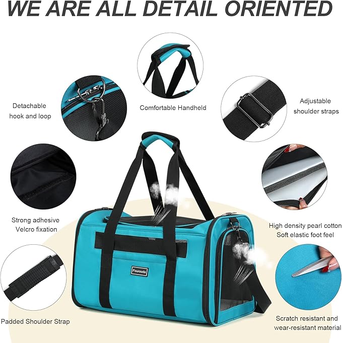 Airline Approved Dog Carrier. Cat Soft-Sided Carriers,Small Dog Travel Carriers,Small Animal Rabbit Carrying Case,TSA Airline Approved Pet Carrier（Blue）