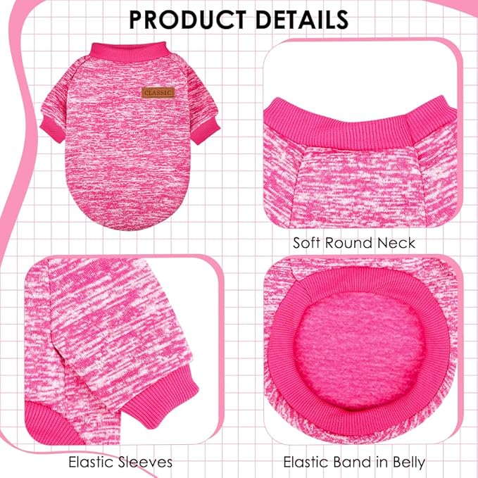 3 Pack Dog Sweaters for Small Dogs Girl Boy Winter Fleece Clothes Warm Soft Dog Sweatshirt Outfit for Dogs Cats Pet Apparel