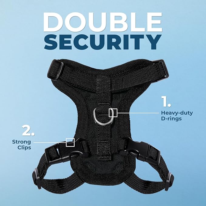 Voyager Escape-Proof Step-in Lock Cat Harness & 5ft Neoprene-Handle Leash Set All-Weather Mesh with Reflective Stitching for Small to Large Cats by Best Pet Supplies, Black, XXS