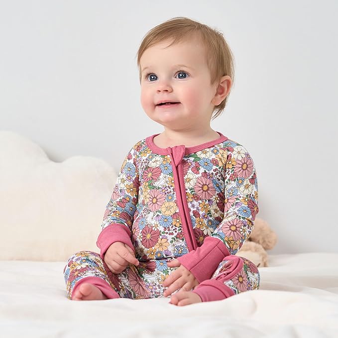 pureborn Baby Infant Boys Girls Sleeper Snug Fit Viscose from Bamboo Pajamas Zipper Pjs 0-24 Months
