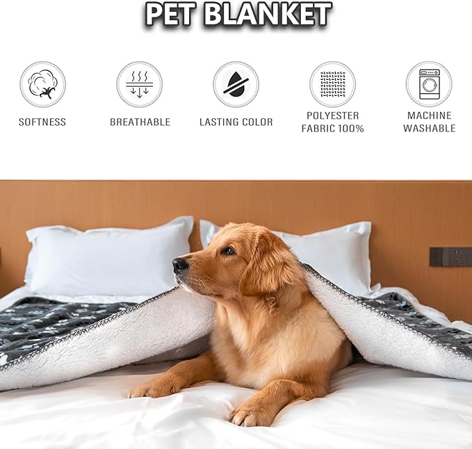 Waterproof Pet Blanket Dog Blankets, Pattern Printing Super Soft Warm Fluffy Facecloth Sofa Car Bed Protector, Urine Proof Washable Pet Blanket for Puppy Large Dogs & Cats 60"*80"