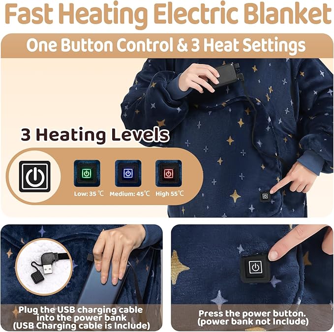 Mewaii Wearable Blanket Hoodie for Adults, Warm Sherpa & Soft Flannel Long Sweatshirt with Giant Pocket, Cozy Gifts for Women