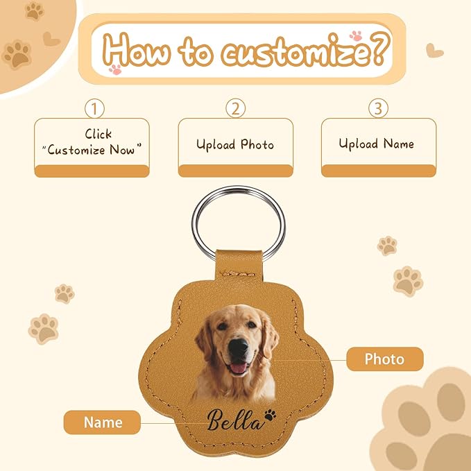 Custom Leather Pet Fur Keychain – Personalized Memorial Keepsake Keyring for Friend, Dog Cat Hair Sympathy Gifts﻿