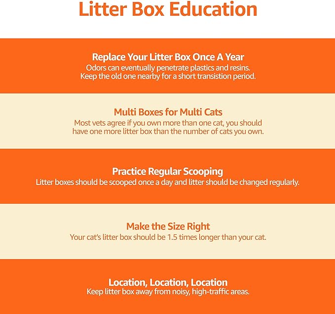 Amazon Basics No-Mess Hooded Enclosed Cat Litter Box with Odor Control and Swinging Door, Large, 24" x 18" x 17", Multicolor