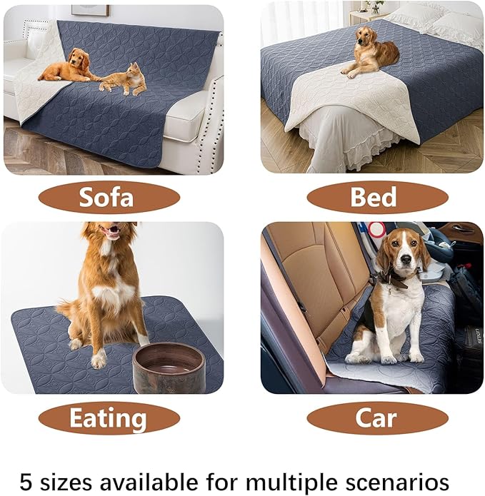 Waterproof Dog Blanket, 68x82 inches Pet Couch Covers for Sofa, Bed Furniture Protector from Dogs Washable and Reversible-Blue+Cream