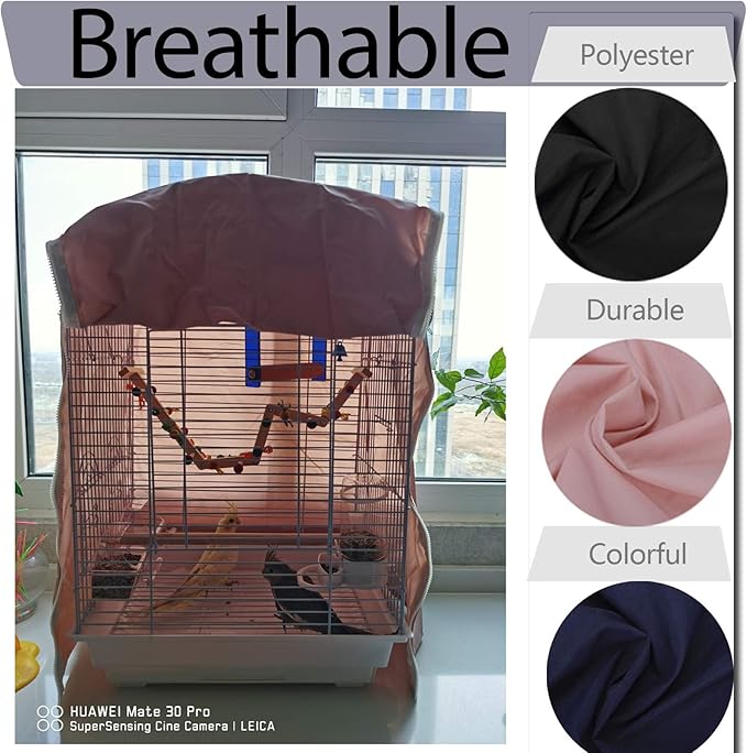 QBLEEV Birdcage Covers, Parrot Large Cage Cover Shade, Pet Universal Blackout Windproof Light-Proof Sleep Reduces Distractions Night Accessories Cloth Without Cage-14.1x18.5x35.4in (LxWxH)
