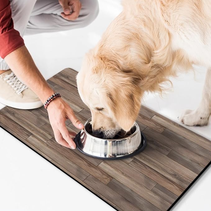 Pet Feeding Mat for Floors Waterproof Dog Mat for Food and Water Absorbent Quick Dry Non Slip mat for Cat Bowls