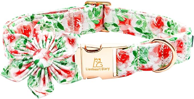 Lionheart glory Dog Collar Flowers Collar Floral Dog Collar with Flower Spring Summer Cute Collar Dog Boy or Girl Dog Collars Soft Durable Adjustable Dog Collars for Medium Dogs