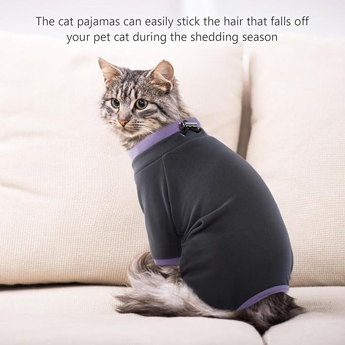 Sticky Cat Clothes Stretchy, Sphynx Hairless Sweater & Pajamas for Cats only, Soft Cat Onesie for Cats After Surgery Female Male & Hair Loss Prevention, Black 2XL