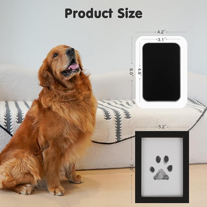 Inkless Paw Print Kit for Dogs,Cats & Babies - Clean Touch Dog Nose & Baby Handprint Kit,Mess Free Dog Paw Print Kit,2-Pcs Ink Pads & 1 Wooden Frame - Keepsake Gifts for Pet Lovers,New Moms