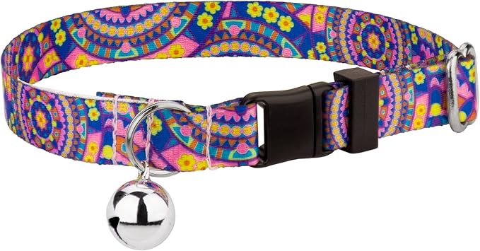 Country Brook Petz - Blue Boho Mandala Cat Collar - Groovy Collection Featuring Far Out Designs
