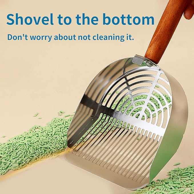 Stainless Steel Metal Cat Litter Scoop with Holder,Heavy Duty Litter Scooper & Speed Sifter,Dual-Width Holes for Quick Cleanin,Suitabla cat Scooper for Cat Litter Box,Durable, Heavy Duty