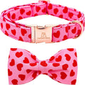 Lionheart glory Dog Bow Collar Valentine's Day Dog Collar for Small Dogs, Hearts Dog Collars with Bowtie Spring Dog Collar Pet Collar Bows