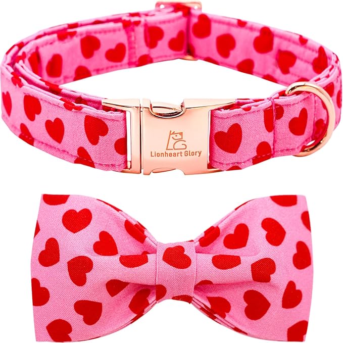 Lionheart Glory Valentine's Day Dog Collar with Bowtie for X-Small Dogs