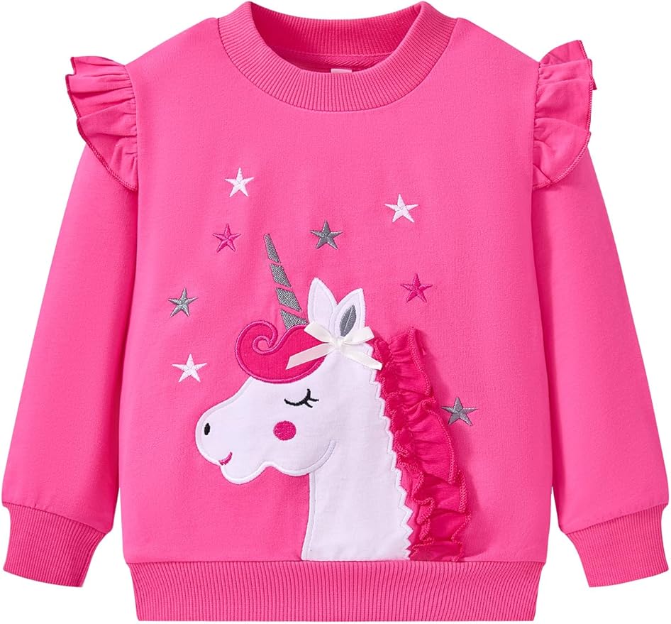 Toddler Baby Girls Cotton Sweater, Long Sleeve Crewneck Sweatshirt Pullover Kids Warm Clothing for Fall Winter