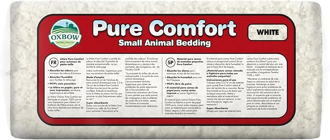 Oxbow Pure Comfort Bedding, Rabbit, Hamster, & Guinea Pig Bedding, Bunny Supplies for Litter Box, Pet Safe, Low Dust, White Paper, 72 Liter Bag
