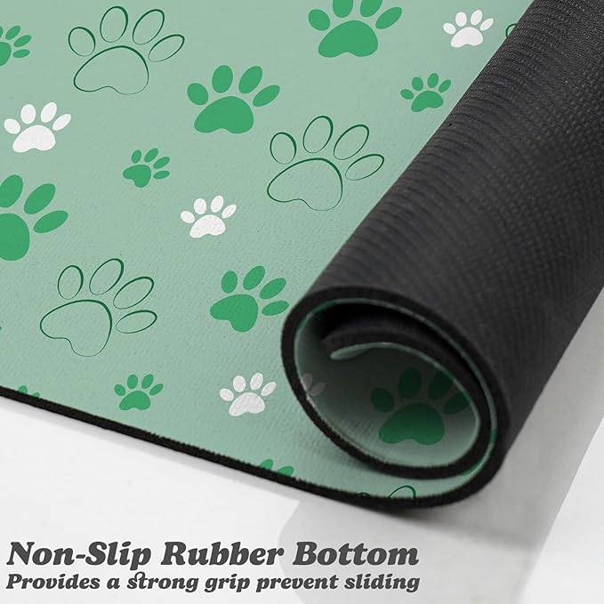 Dog Food Mat, Absorbent Water Bowl Mats Cat Pet Feeding Placemats Green 12 * 20 inch