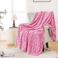 Bnuitland Pink Leopard Print Flannel Throw Blanket, 300 GSM Double Sided Fuzzy Fluffy for Bed Sofa Couch Travel, Super Soft Lightweight Cheetah Print Blanket for Adults and Kids, 50×60 inch