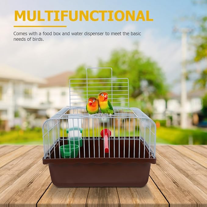 Portable Bird Cage with Perch Food Box and Water Dispenser Spacious Travel Carrier for Parakeet Finch Canary Small Birds 9.29X6.57X6.29 Inches