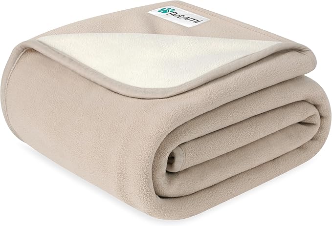 PetAmi Waterproof Dog Blanket for Small Medium Pets Dogs Cats, Pet Couch Cover Protector for Furniture, Reversible Washable Soft Fleece Cat Blanket for Bed Couch Sofa, 29x40 (Taupe/Beige)