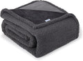 Waterproof Dog Blanket for Large Dogs - Reversible Washable Pet Blanket, Soft Sherpa Fleece Furniture Protector, Cat Throw Bed Couch, Grey, 60"x80"