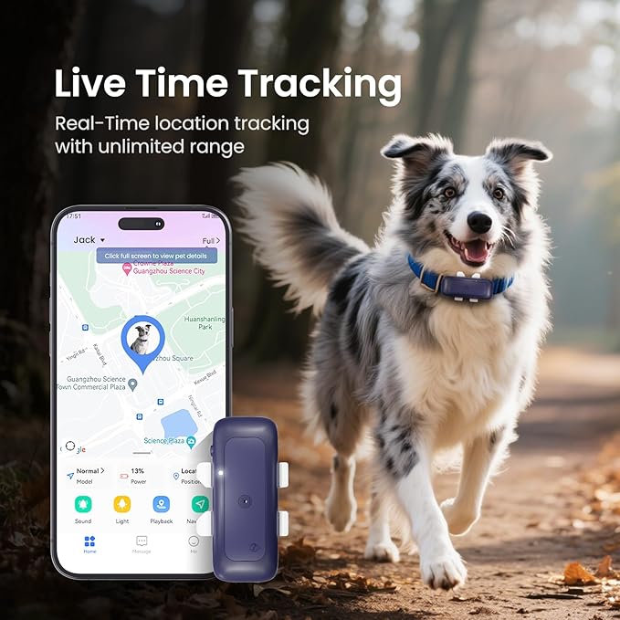 SEEWORLD Cat Tracker 4G Mini GPS Pet Tracker Device for Dogs Cats Real-Time Location, Virtual Fence, 180 Days Location History for 6.5lbs+ Pets, Subscription Required