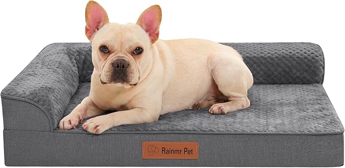 Orthopedic Dog Bed for Small and Medium Dogs, Memory Foam Pet Bed with Washable Removable Cover, Nonskid Bottom, Waterproof, for Indoor, Outdoor, Crate ＆ Car Use, 30x20x6 Inches, Dark Grey