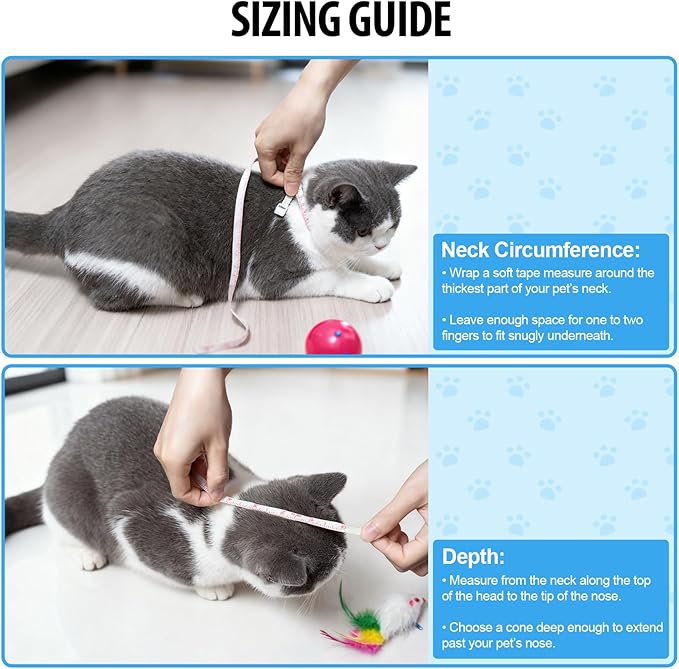 Depets Adjustable Recovery Pet Cone E-Collar for Cats Kittens Rabbits, Plastic Elizabeth Protective Collar Wound Healing Practical Neck Cover, Neck Girth 6.1 in