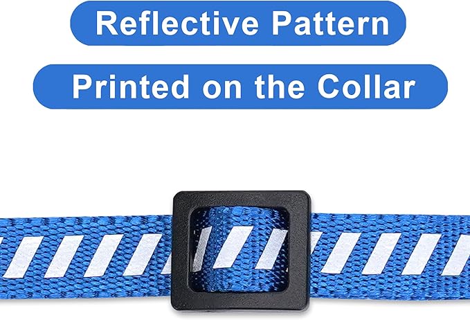 Pawtitas Personalized Blue Reflective Cat Collar – Adjustable Custom Collar with Safety Buckle, Removable Bell, and Engraved Name & Phone Number for Kittens and Adult Cats