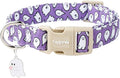 Faygarsle Halloween Dog Collar with Charm, Purple with Ghost Pattern, for Small Medium Large Dogs XS