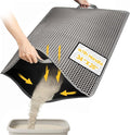 Cat Litter Mat, Upgrade Super Waterproof Back Layer Litter Box Mat, Non Slip, Durable, Soft on Paws Kitty Trapping Matt (34"x26", Gray)