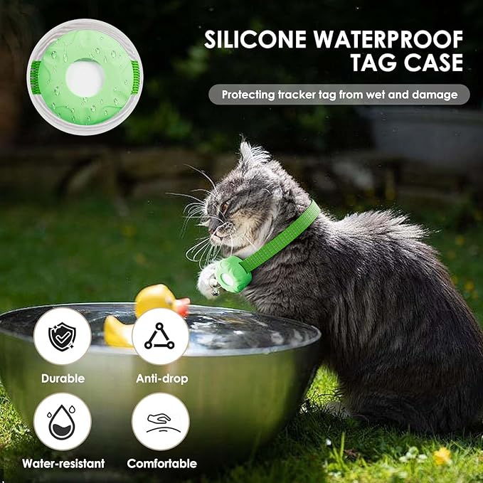 Cat Tracker, Lightweight Pet Tracker for Cats, Cat GPS Tracker Compatible with Apple Find My App(Only iOS), Real-Time Tracking, No Monthly Fee