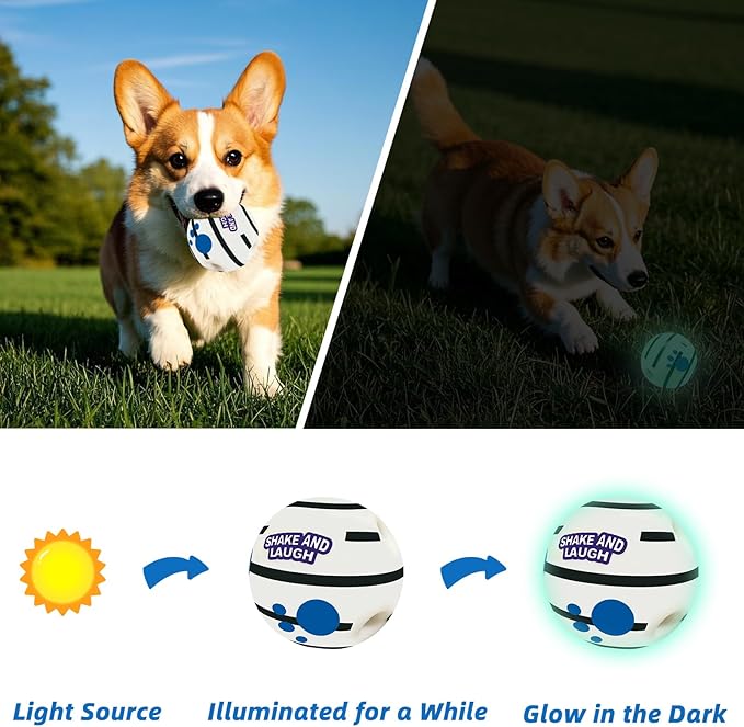 Glow in The Dark Dog Toys Ball, Interactive Dog Ball, Shaking with Gibbering Sound, L, 3.94 in (10 cm)