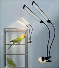 KINGYEENUO Double-Headed LED Bird Cage Light, Full Spectrum LED Pet Light, 10 Brightness Levels & 3/9/12H Timer, for Natural Environment Simulation, Safe for Hookbill Birds, Lighting Fixture Combo Kit