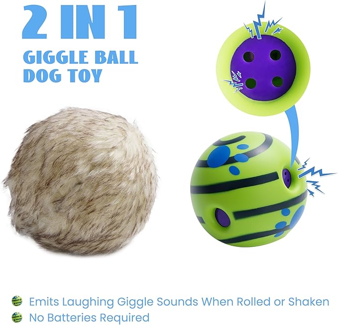 Nocciola Wobble Giggle Ball for Dogs, Interactive Dog Toys for Boredom, Squeaky Ball Dog Toys to Keep Them Busy, Pet Toys for Small Medium Large Dogs, Fun Giggle Sounds When Rolled or Shaken (M)