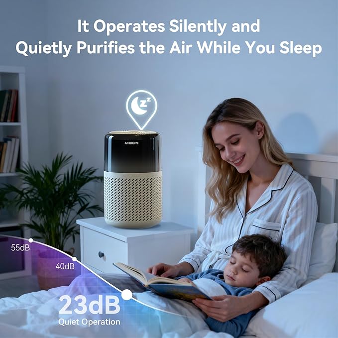 AIRROMI HEPA Air Purifier for Bedroom&Home,Pet Air Purifier for Home Pets,Removes Pet Odor,Cat Litter Smell,Dust,Smoke&Allergies,Quiet Room Air Purifier with Scents,360°Air Cleaner,A2005 Yellow