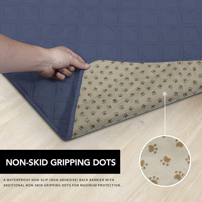 Easy-Going 100% Waterproof Dog Bed Cover, Non-Slip Pet Blanket for Furniture, Washable Couch Cover, Repleasement Sofa Cover (96x82 in,Navy)