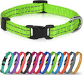 Joytale Small Dog Collar, Reflective and Adjustable Nylon Collar with Quick-Release Buckle, Lightweight No-Choke Design for Puppy and Extra Small Dogs, Green, XS