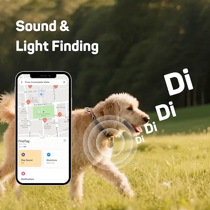 Plike Tracker for Dogs & Cats, Mini GPS Pet Tracker with Silicone Cover, with Apple Find My App (iOS Only), Real-time Positioning and Smart Alarm Pet Tracker, No Monthly Fee and Subscription