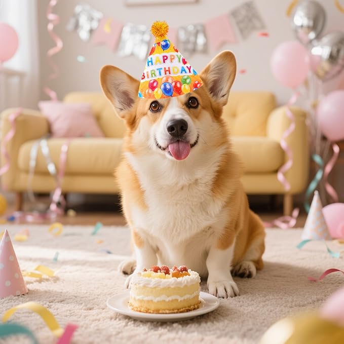 6pcs/Pack Dog Birthday Hats Party Hats for Large XL XXL Dog Boy Girl Birthday Costume Accessories