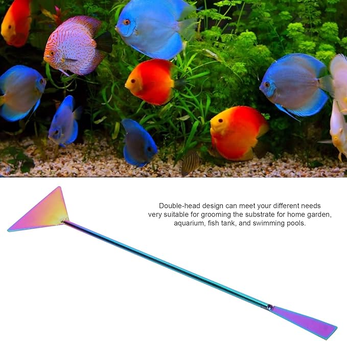 Aquarium Sand Flattener Tool, Double Headed Stainless Steel Spatula, Substrate Groomer and Plant Untangler, for Aquarium Maintenance