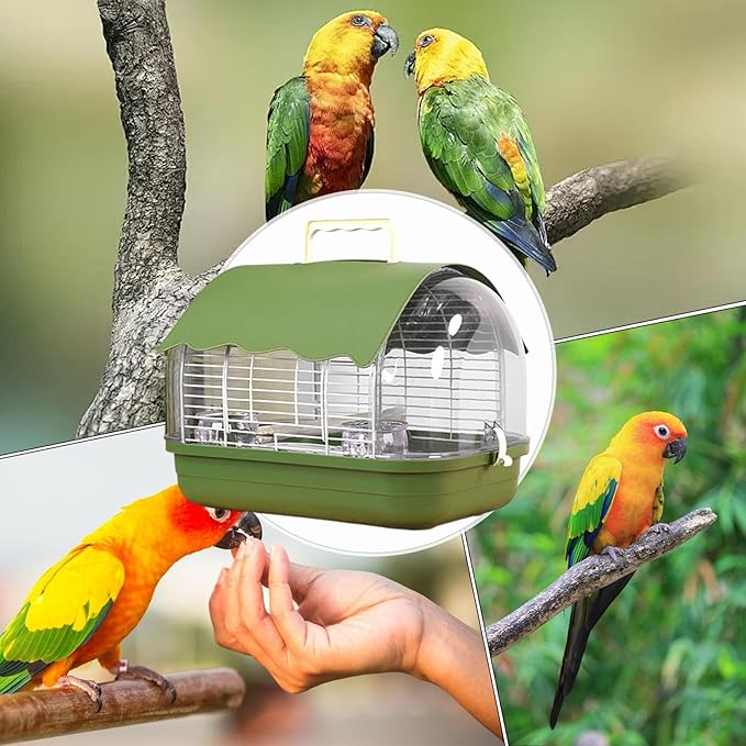 Small Bird Cage, Transparent Bird Travel Carrier, Full View Cockatiel Cage with Sturdy Design, Compact Aviary with Durable Construction, Indoor Outdoor Balcony Living Room Park Parakeet