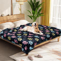 Dog Blankets for Large Dogs, 80"x60" Blanket Washable, Fuzzy Soft Pet Mat Throw Cover for Kennel Crate Bed, Cute Paw Pattern, Cat Blanket, Gifts Medium Small Pet Essentials, Navy Blue
