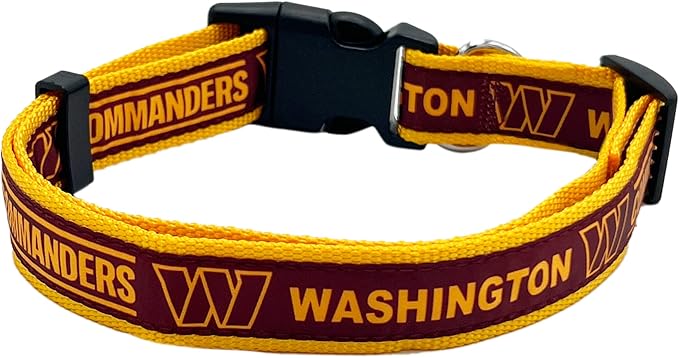 Pets First NFL Washington Commanders Dog & Cat Collar, Small Football Team Collar, Shiny & Colorful, Licensed by The NFL, Team Color (WAC-3588-SM)