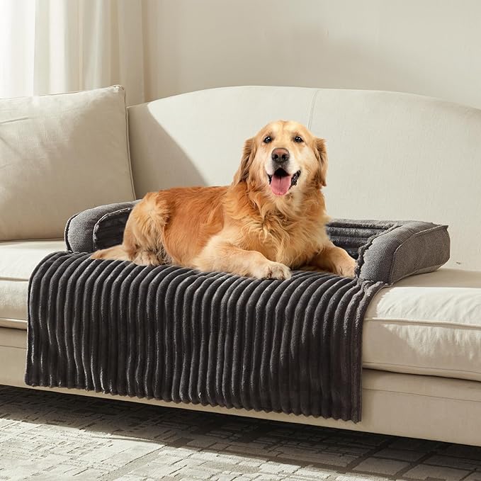 WINDRACING Luxury Dog Couch Bed, Washable Calming Dog Couch Cover, Couch Protector for Dogs, Waterproof Sofa Bed, Pet Bed Mats for Sofa, Pet Sofa Covers Grey(2XL 53x39.3x6 inch)