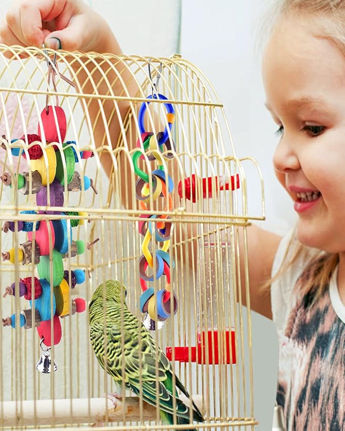 Bissap 2 PCS Bird Chew Toys, Multicolored Bagel Cascade Bird Parrot Toy Biting Paper Cardboard Olympic Rings Conures Toys for Amazon Cockatiels Cockatoos Macaws and Similar Sized Pet Birds