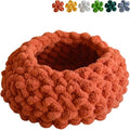Cat Nest Bed - Premium Self Warming Handwoven Washable Extra Soft Round Cave House for Indoor Kitten & Kitty, Small & Large (MapleLeaf Red,Large)